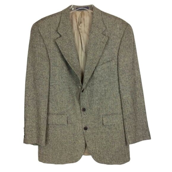Ralph Lauren RRL Blazer Mens 42 Tall Sports Coat Herringbone Black Tan Silk Wool - Picture 1 of 8